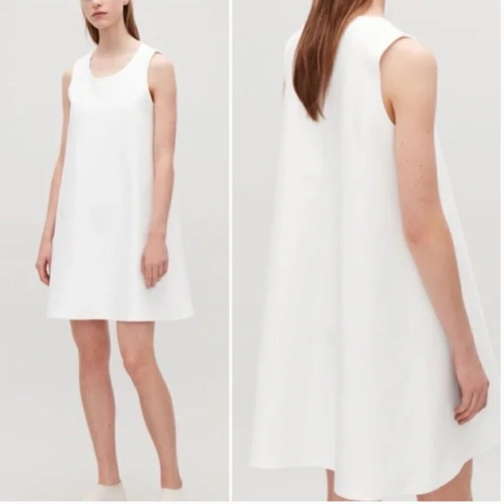 COS Sleeveless A-Line Tent Dress Cotton Blend Minimalist Neutral